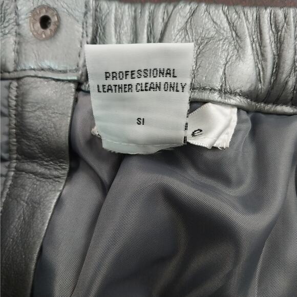 SANTA FE! MOONLIGHT SILVER GENUINE LEATHER MIDI LENGTH SLEEK SKIRT! SZ 8 - Picture 7 of 8